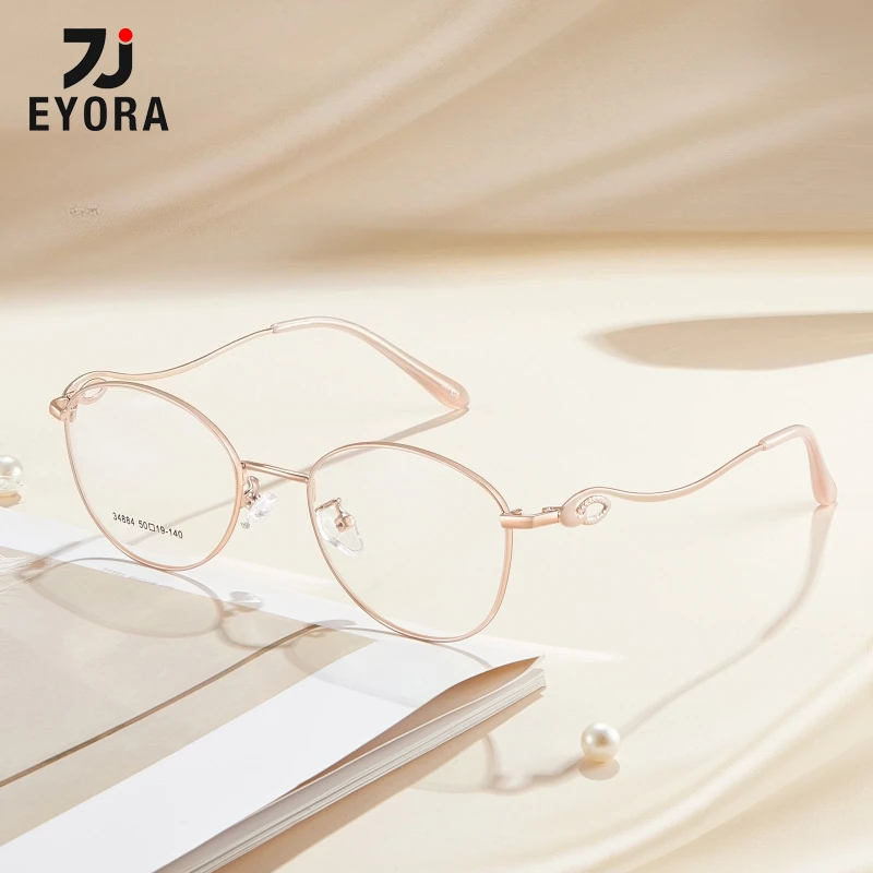

EYORA Flexible Curve Temple Cat Eye Alloy Reading Glasses Anti Blue Light Myopia and Hyperopia Photochromic Prescription Eyewear