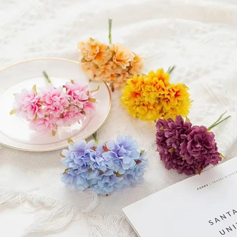 

5Pcs Artificial Flowers Silk Carnation Home Vase Garden Room Wedding Bridal Bouquets Party Wreath DIY Gift Colorful Vase Fillers