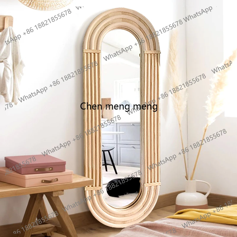 

Entrance wall hanging dressing mirror small mirror floor-to-ceiling creative custom wooden fitting mirror