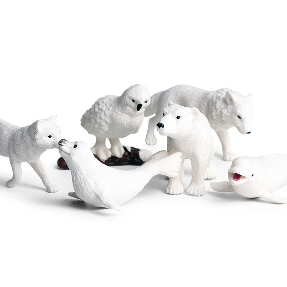 6PCS Arctic Animals Models Simulation Animal Ornament Plastic Animal Decorations Desktop Adornment for Home Shop