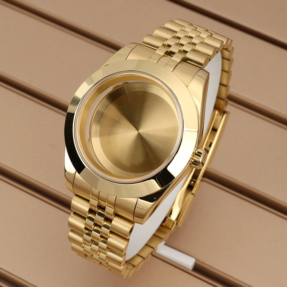 

Gold Luxury 36mm/39mm Watch Case Waterproof Sapphire Glass For NH34 NH35/36 Miyota8215 Movement Oyster Strap High Quality Parts