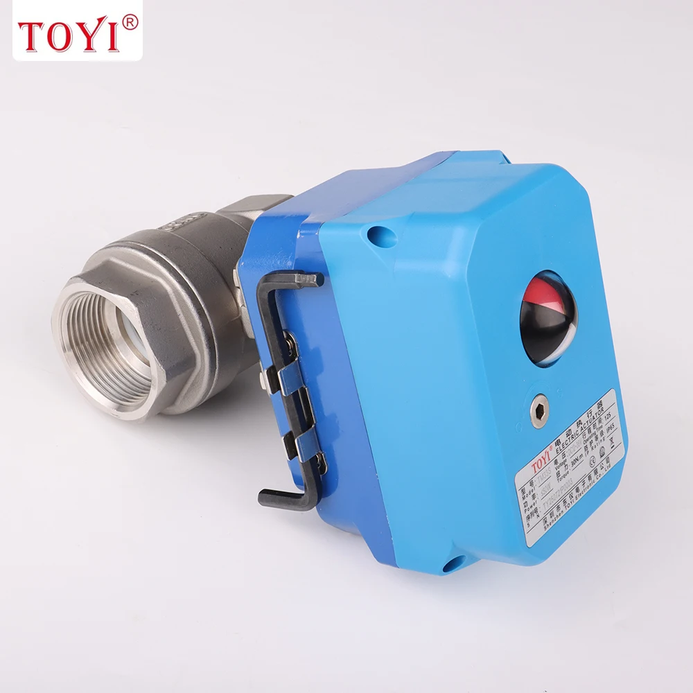 2-Way Stainless Steel Electric Actuator Ball Valve, AC220V, 1-1/4"-2", with Mechanical Switch Function