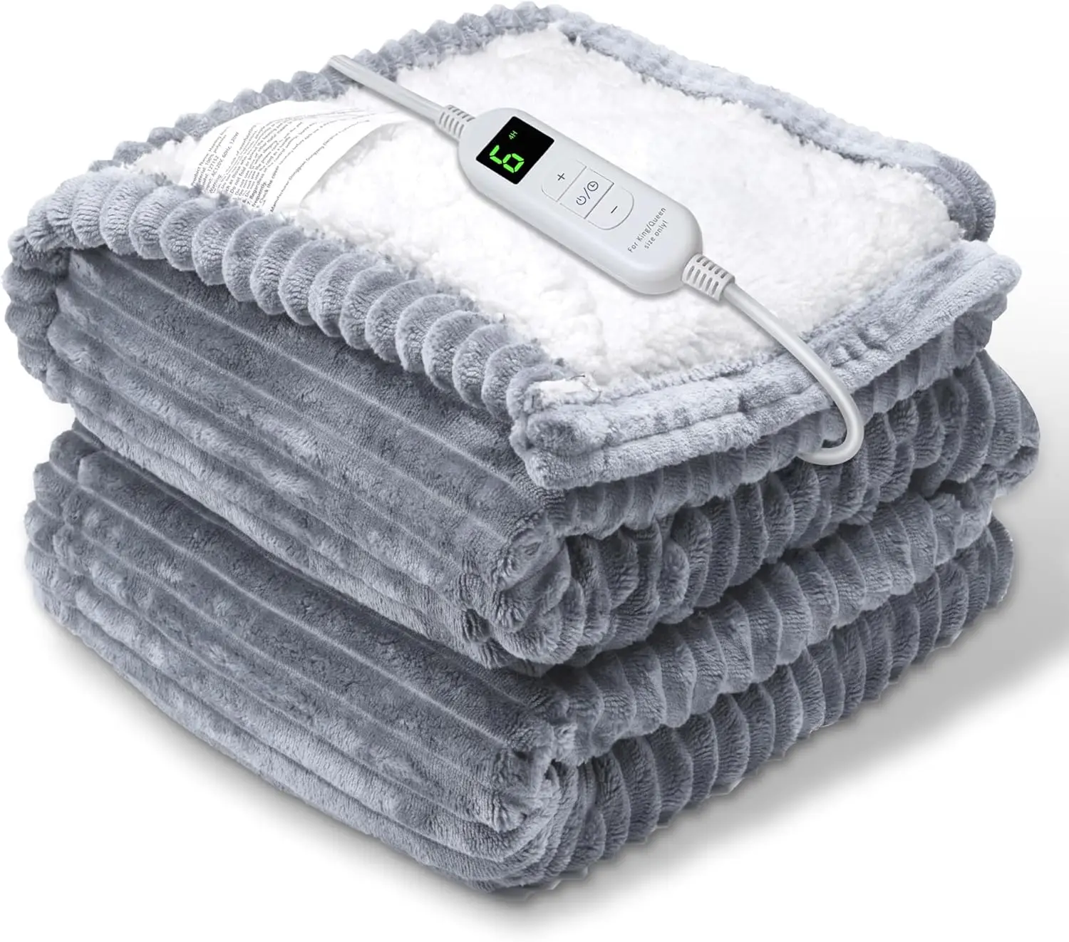 

Electric Heated Blanket Throw with Timer & Heat Settings, Winter Gift for Adults, Grey 50x60 Inch