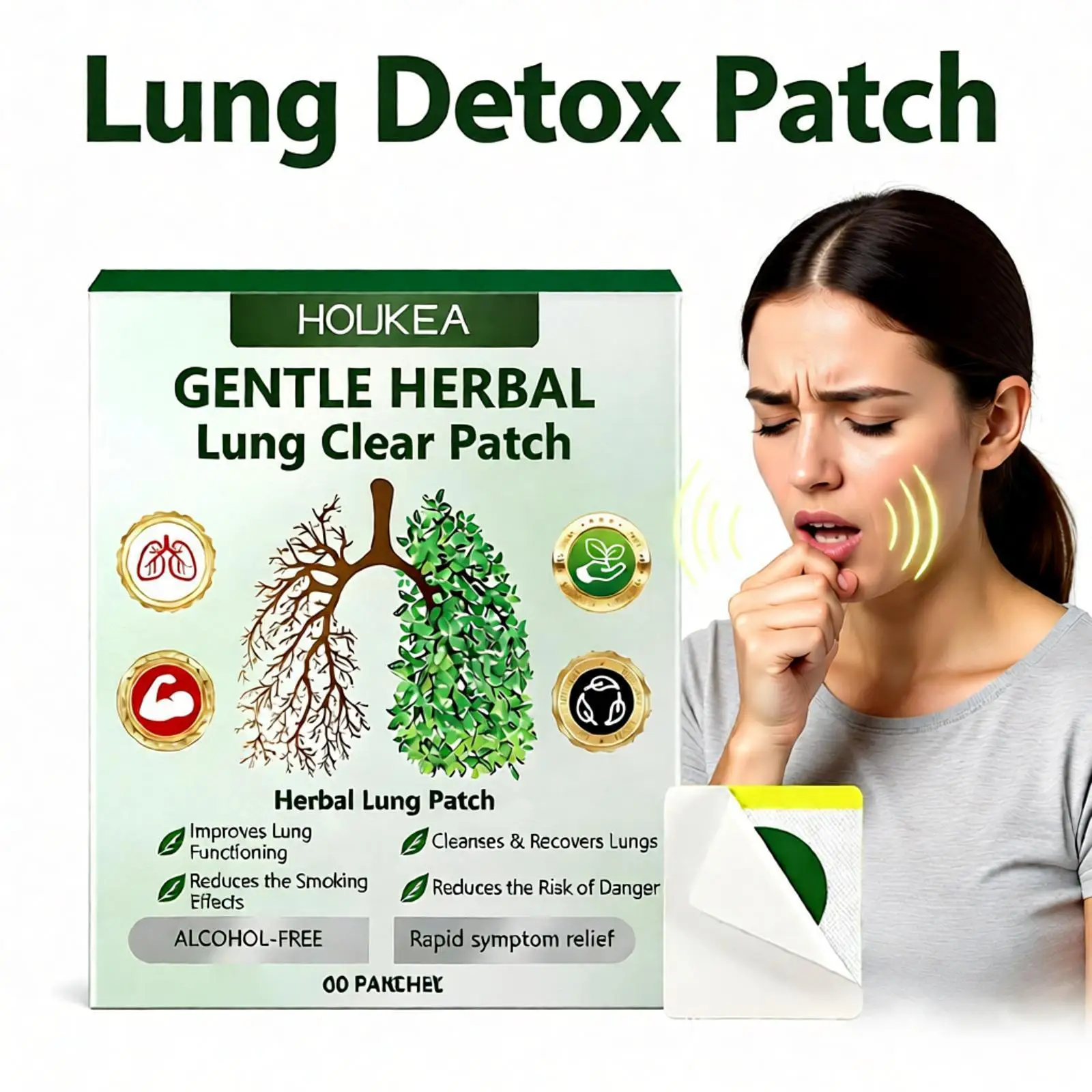 Herbal Lung Cleanse Detox Patch Relieve Cough Improve Breathing Enhance Lung Function Restore Healthy Lung Mucus Removal Sticker