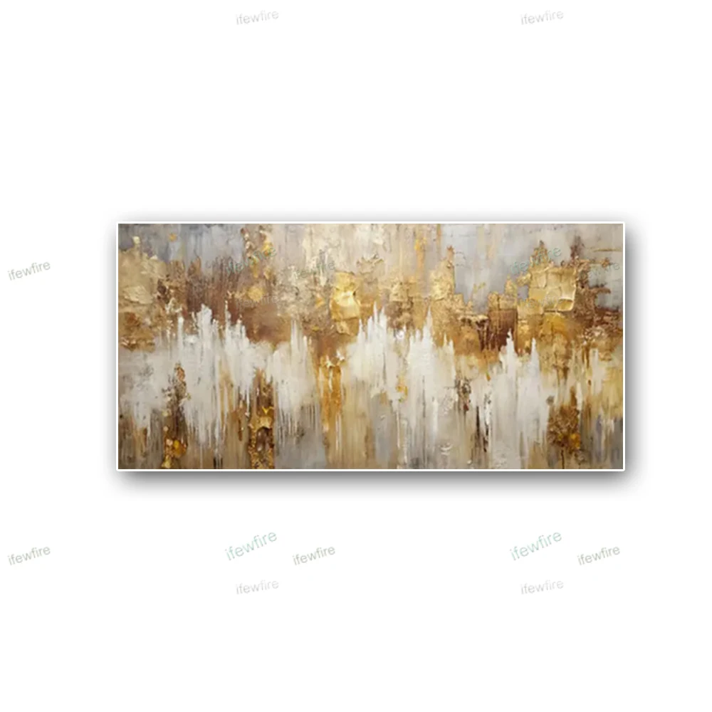

Top Original Large Mural Modern 100% Handmade Abstract Oil Painting On Canvas Gold Stripe Silver Texture Wall Art For Home Decor