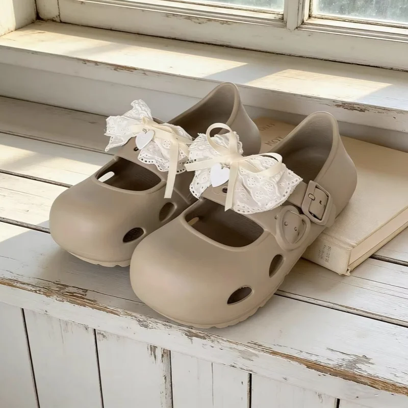 

Summer Non-Slip Women's Versatile Beach Sandals with Soft Bow Ballet Flatsut Lovely Cute