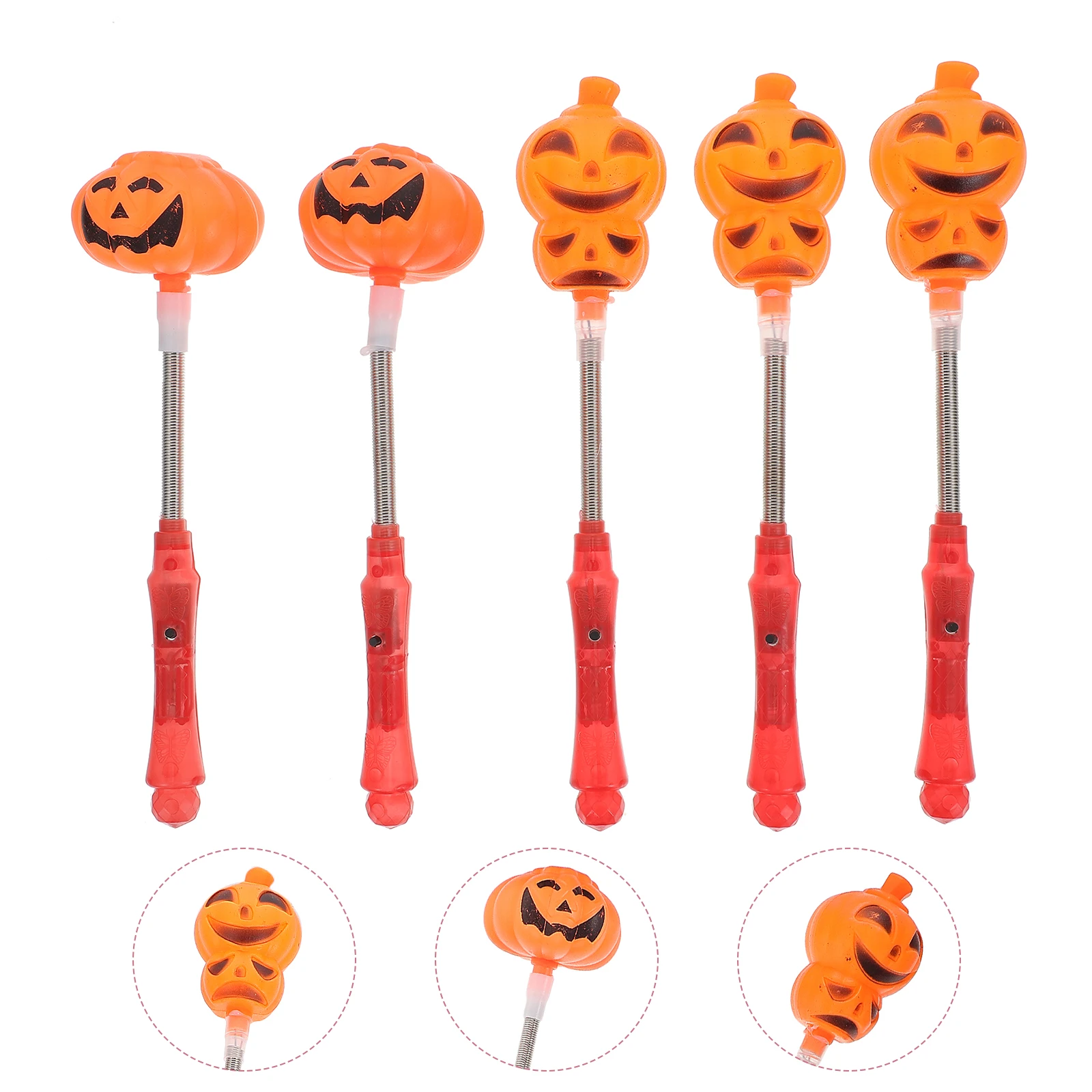 

5 Pcs Pumpkin Lantern Hand Rod Flash Stick Creative Sticks Girl Fairy Festival Halloween Prop Plastic Glowing Child