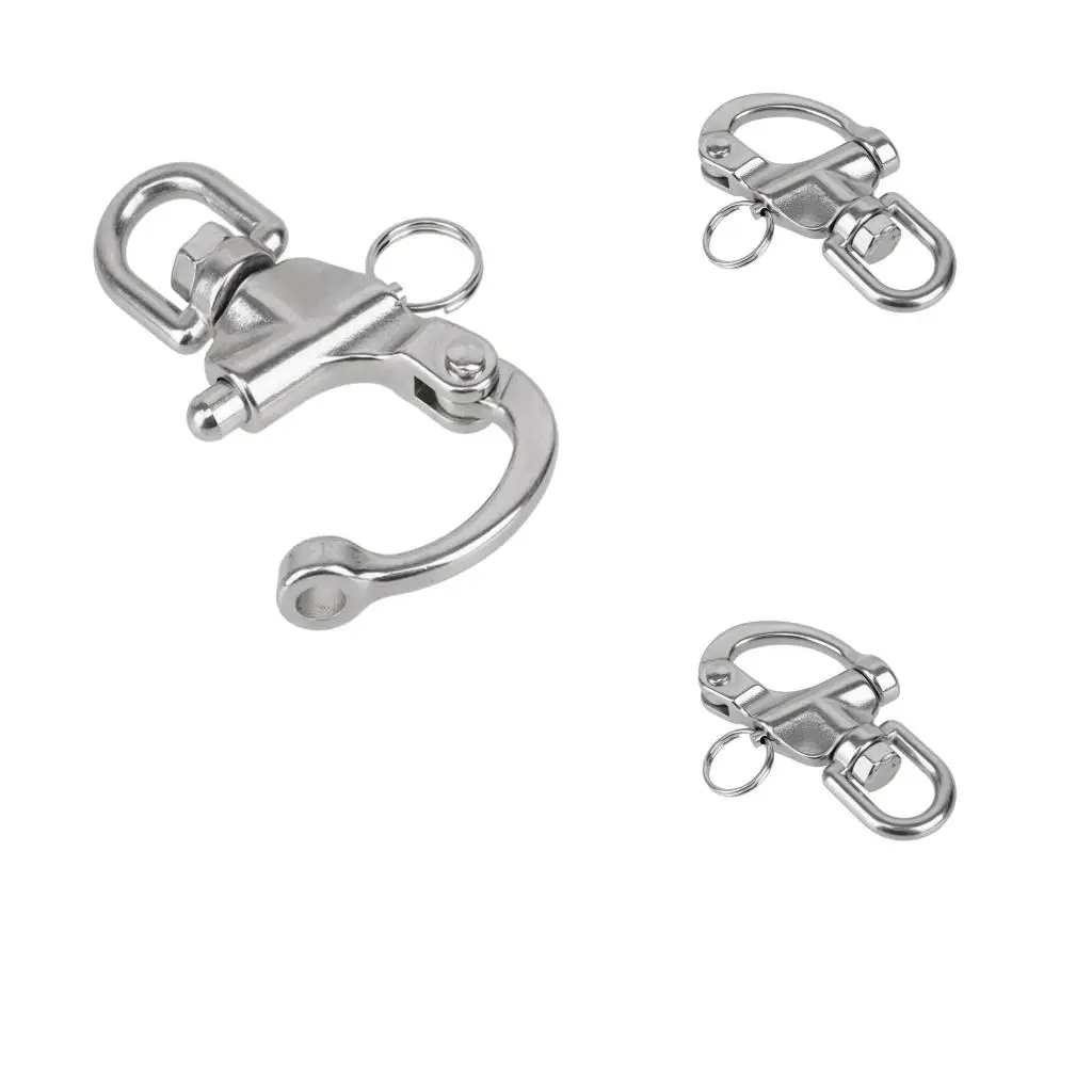 Marine Grade Swivel Bail Snap Shackle 316 Stainless Steel Lock Boat Strong Durable Yacht Sailing for Fishing Boat Accessories