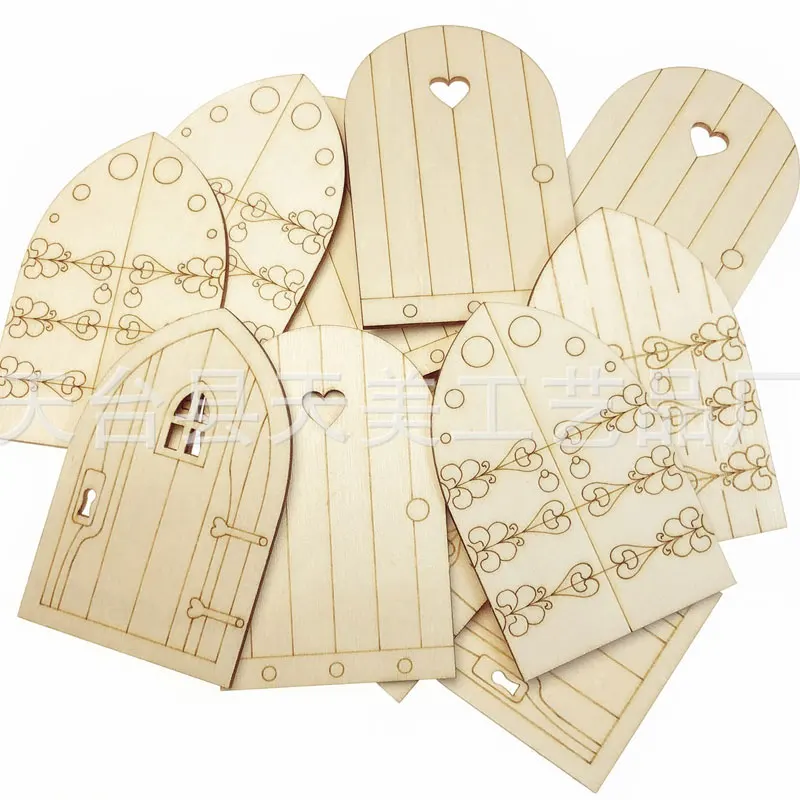 

50 шт. 50/80 мм деревянные Fariy мини-дверь DIY украшения для рисования для дома и сада пейзажные украшения детские подарки на день рождения поставки