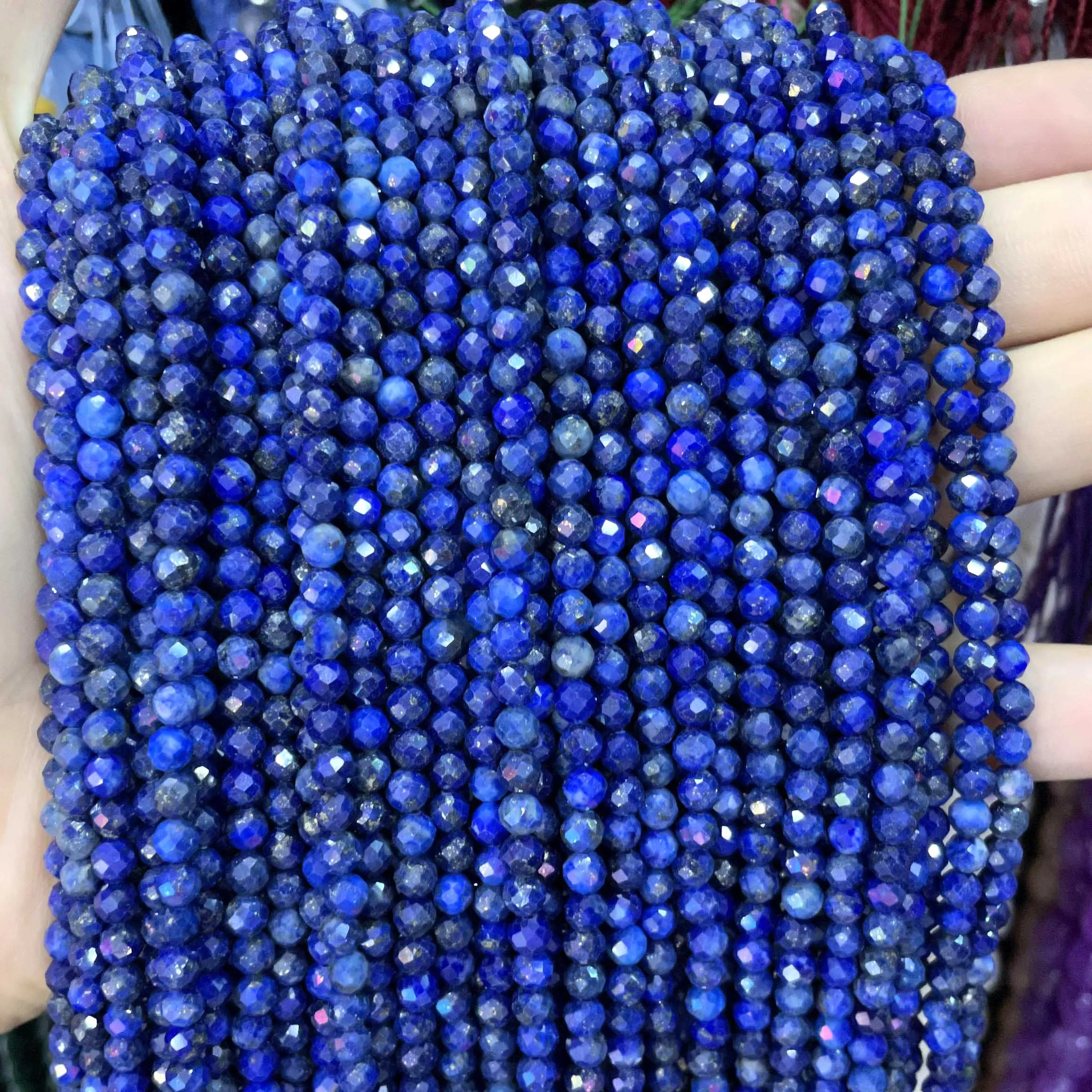 2 3 4MM Faceted Lapis Lazuli Gem Natural Loose Spacer Stone Beads for Jewelry Making DIY Bracelet Earrings Accessories