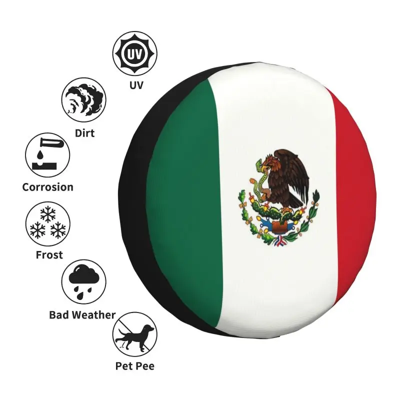 Mexico Flag Tire Cover 4WD 4x4 RV Spare Wheel Protector for Toyota Land Cruiser Prado 14\