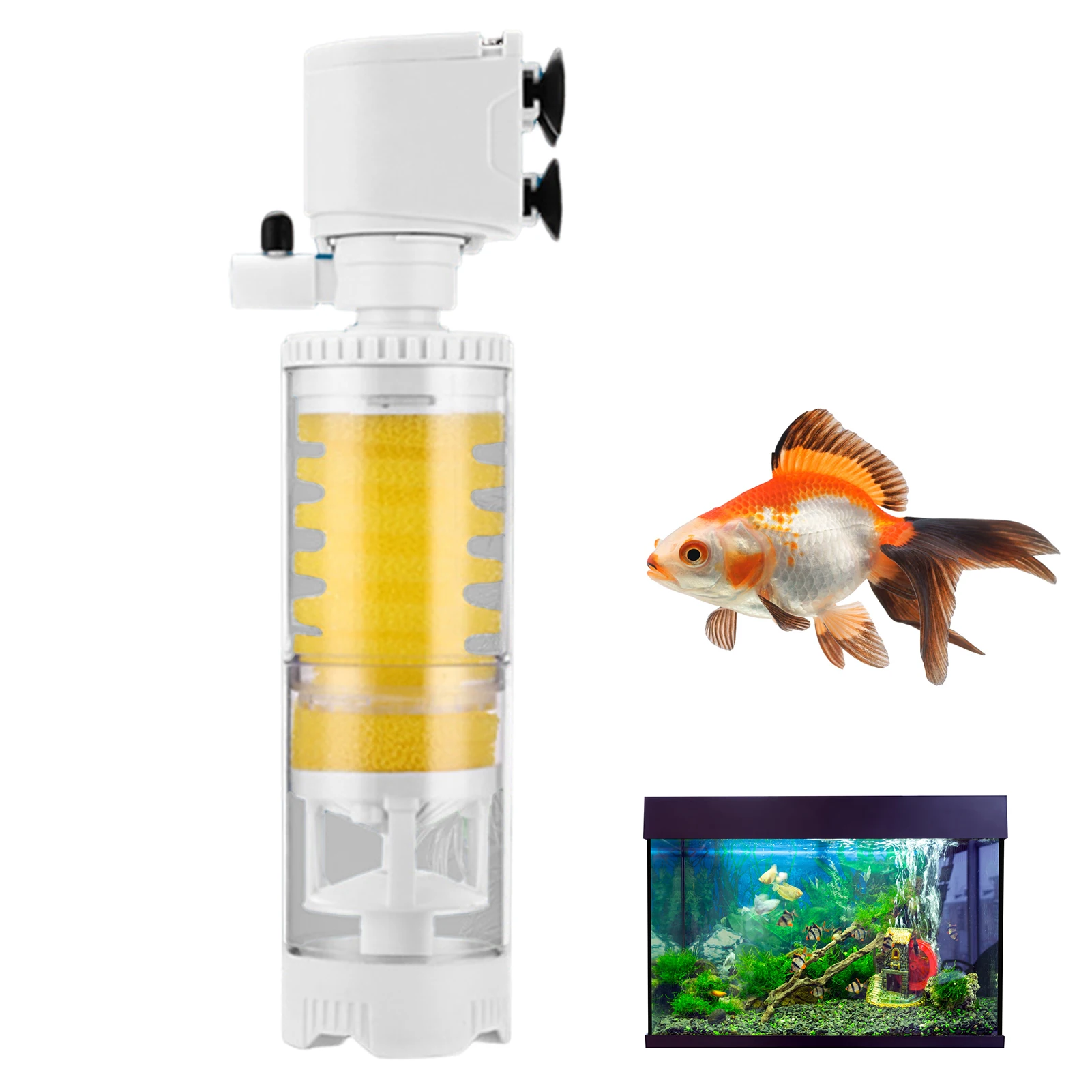

3-In-1 Aquarium Power Filter Fish Tank Filter Biochemical Sponge Filter for Water Changing Cleaning Water Circulating Filter