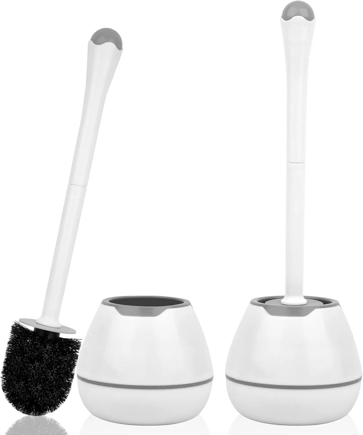 

Long Handle Toilet Scrubber 2 Pack with Drip-Proof Holder, Easy Hide Design for Deep Cleaning
