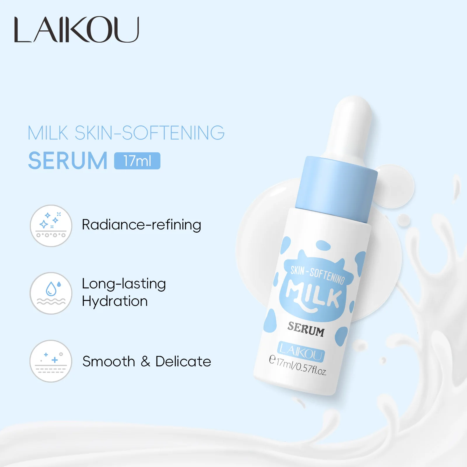 LAIKOU Milk Serum Facial Brightening Essence Shrink Pores Hydrating Moisturizing Treatment Repair Serum Skin Care 17ml view 2