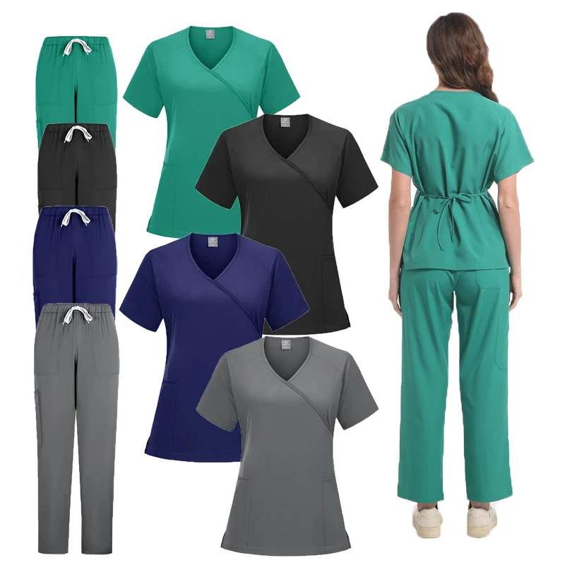 Short-sleeved Hand Washing Clothes Grooming Nurse Workwear Operating Room Medical Uniform Scrubs Hospital Working Scrubs Set