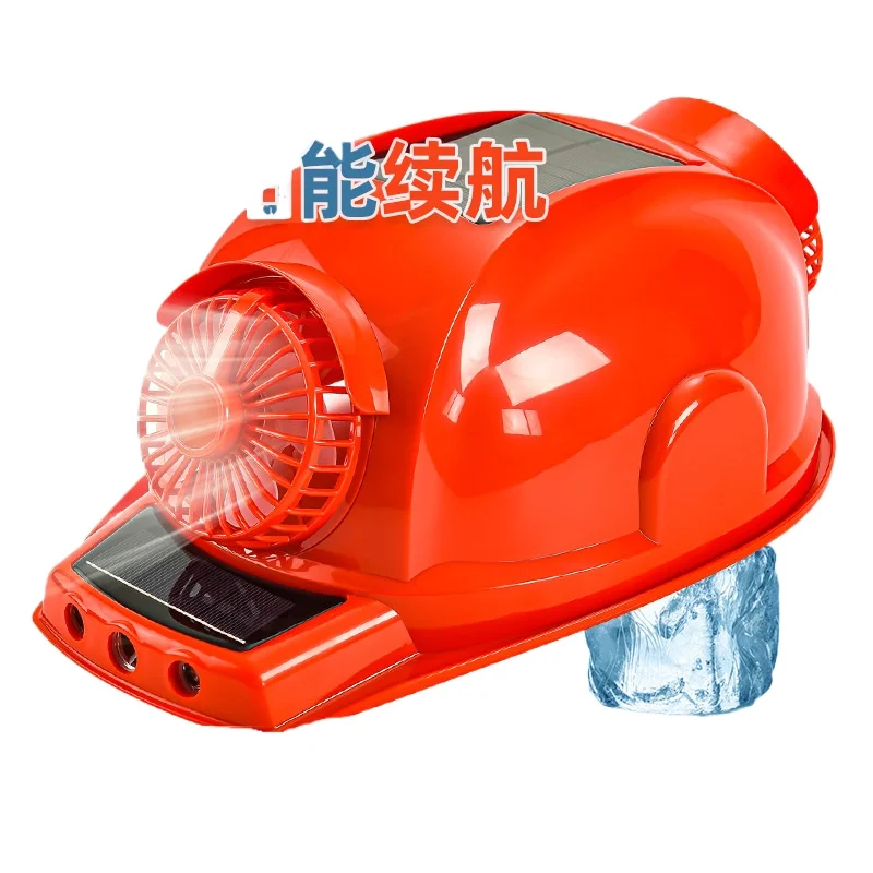 Solar Fan Cap Construction Site   with Pool LED Headlights Rechargeable Helmet Dual