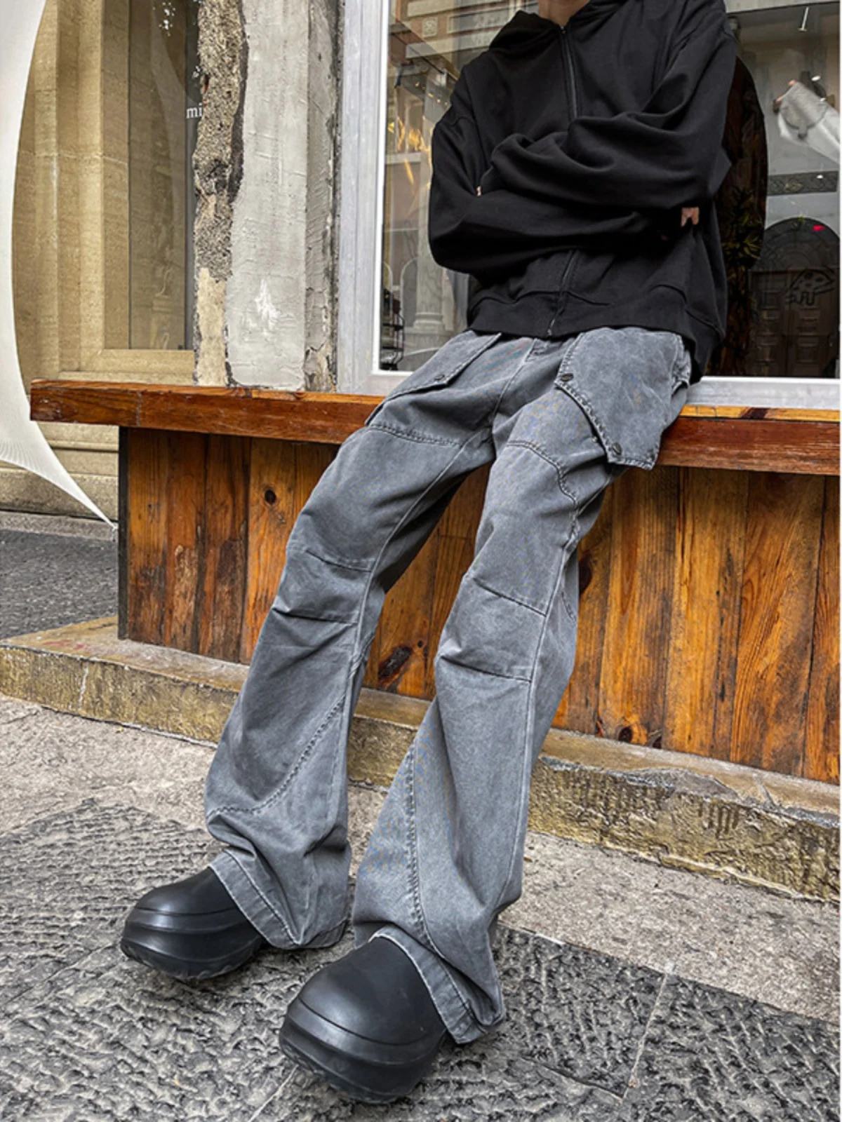 

Мужские повседневные брюки Cleanfit Deconstructed: плотные, рабочие, с высокой талией, прямые, с дизайнерским вырезом, длинные штаны