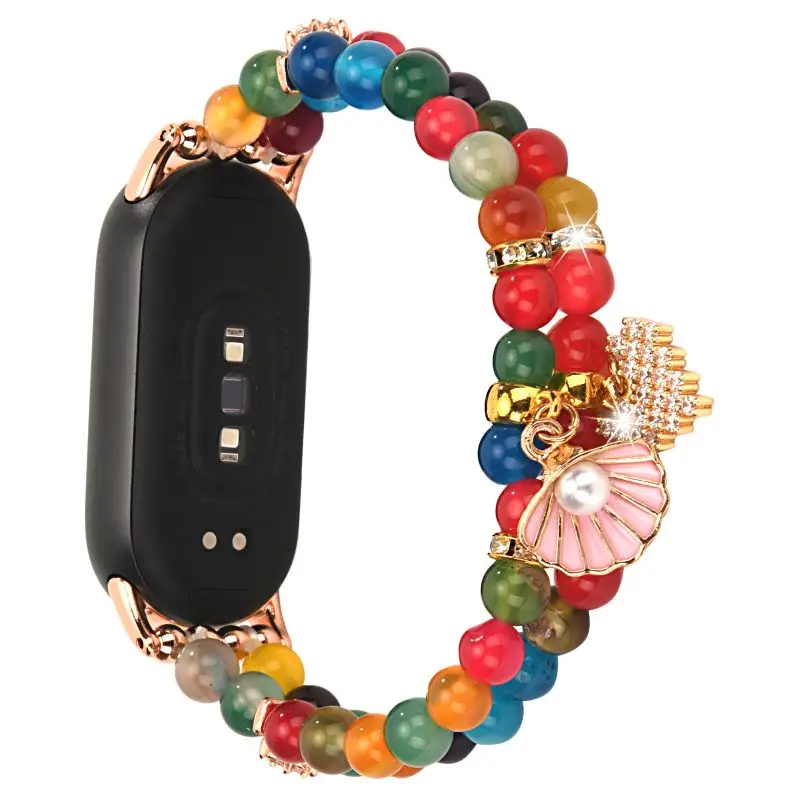 

Jewelry Beaded Bracelet for Xiaomi Mi Band 8 9 Smartwatch Correa Fashion Elastic Stretch Pearl Wristband Strap for Mi Band 9 8