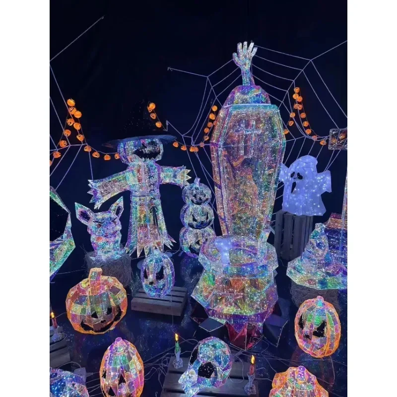 Mais novo festival de halloween decoração iluminações led luz em tamanho real assustador espantalho halloween decoração do jardim para festa