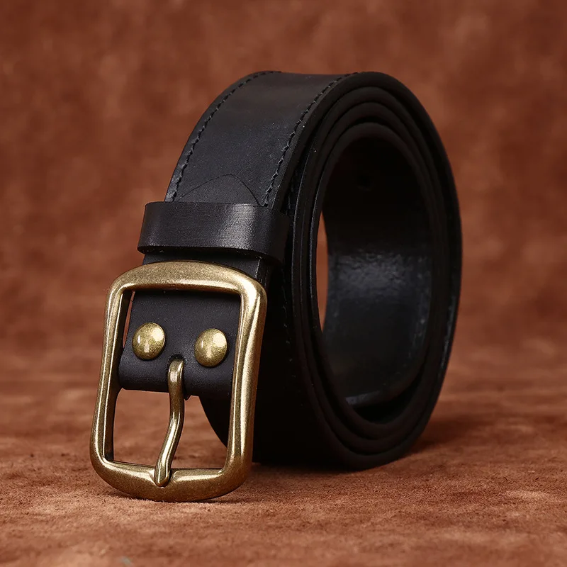 Handmade vintage top layer cowhide men's belt versatile casual belt genuine leather pin buckle jeans belt