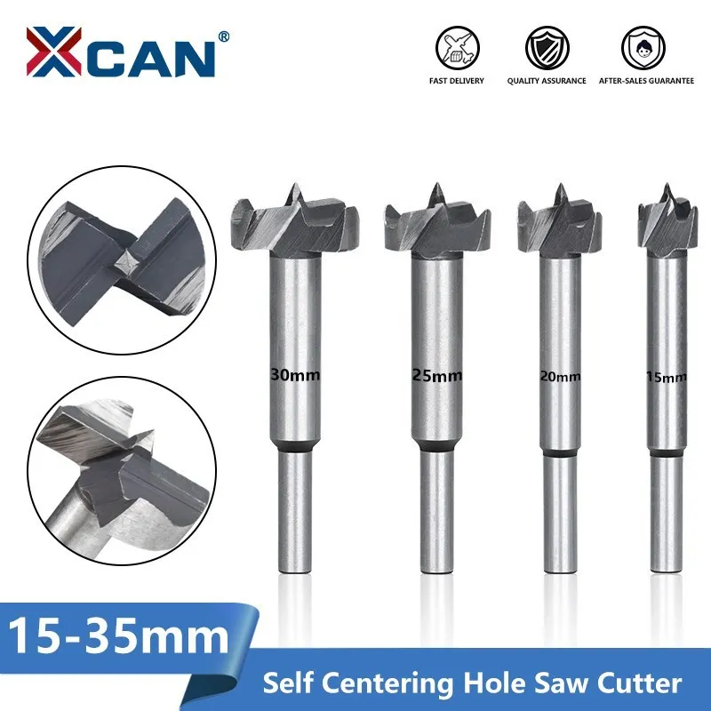 XCAN Drill Bit 15/20/25/30/35mm Self Centering Hole Saw Cutter Wood Hole Drilling Tools Forstner Drill Bit Set Woodworking Tools