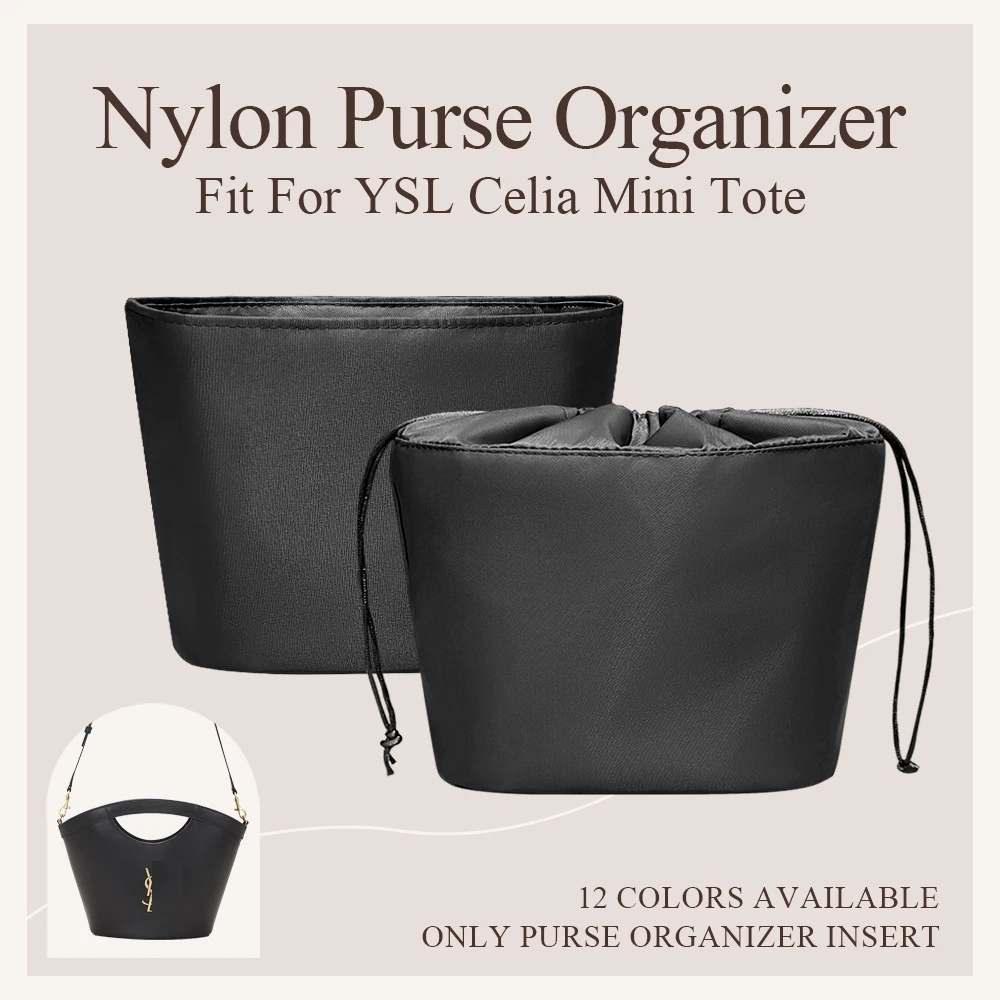 

Nylon Purse Organizer Insert Fit for YSL Celia Mini Tote Bag Drawstring Inside Storage Bag In Bag Organizer Bag Inner Liner Bag