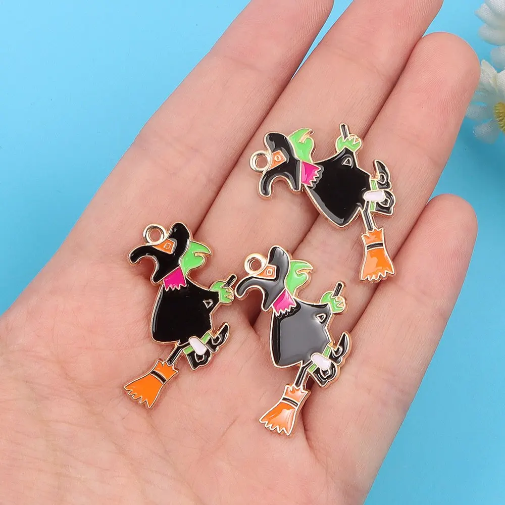 1/8/17pcs multi-color witch shaped broom pendant, used for DIY bracelets, necklaces, earrings, keychain decorative accessories
