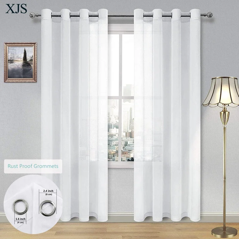 

White Sheer Curtains for Bedroom Luxurious Solid Transparent Tulle Drapes Curtain for Living Room Kitchen Window Home Decoration