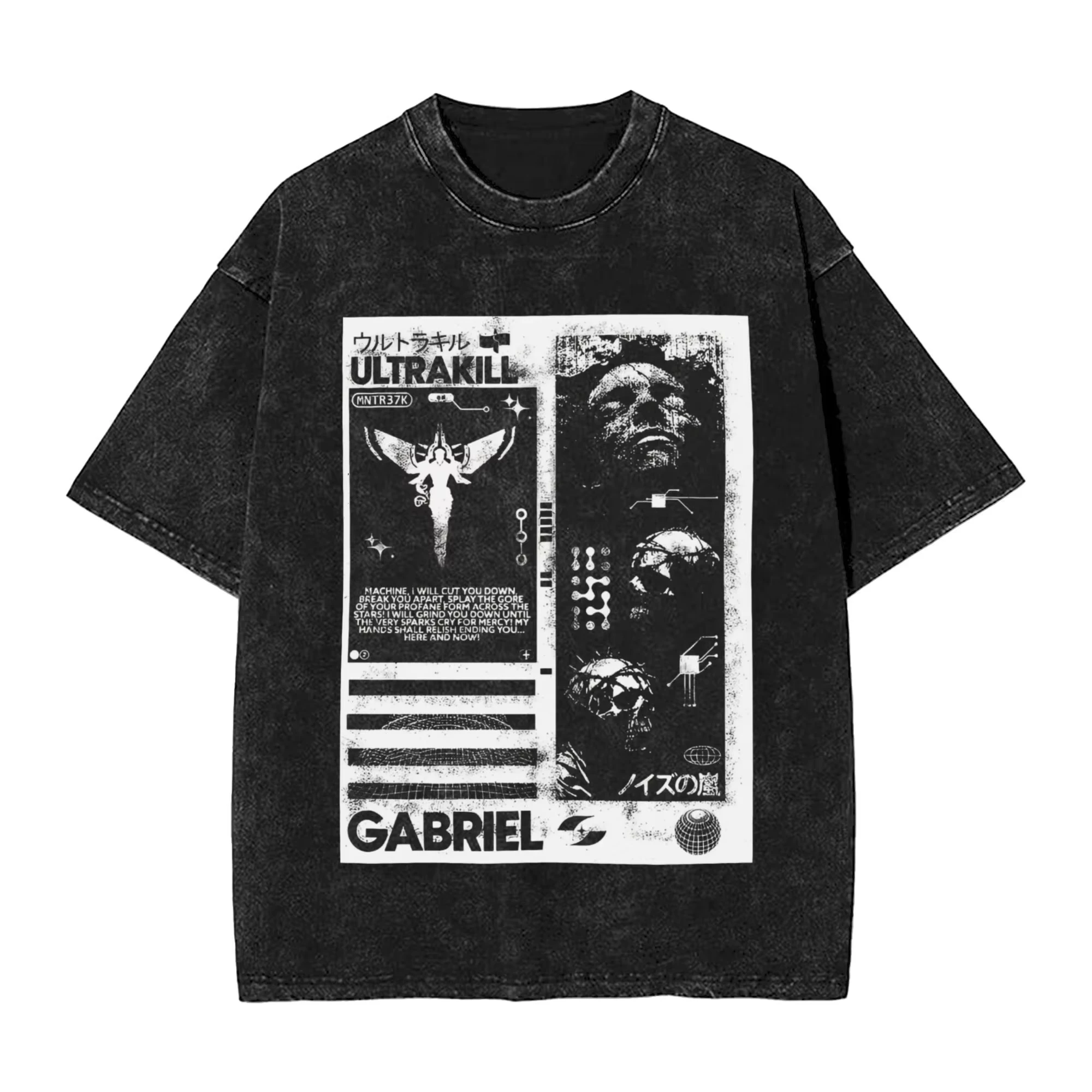 Awesome Ultrakill Shooting Game Graphic Print T-Shirt Men Women O-neck Cotton Retro Washed Loose Casual Oversized Summer New Tee