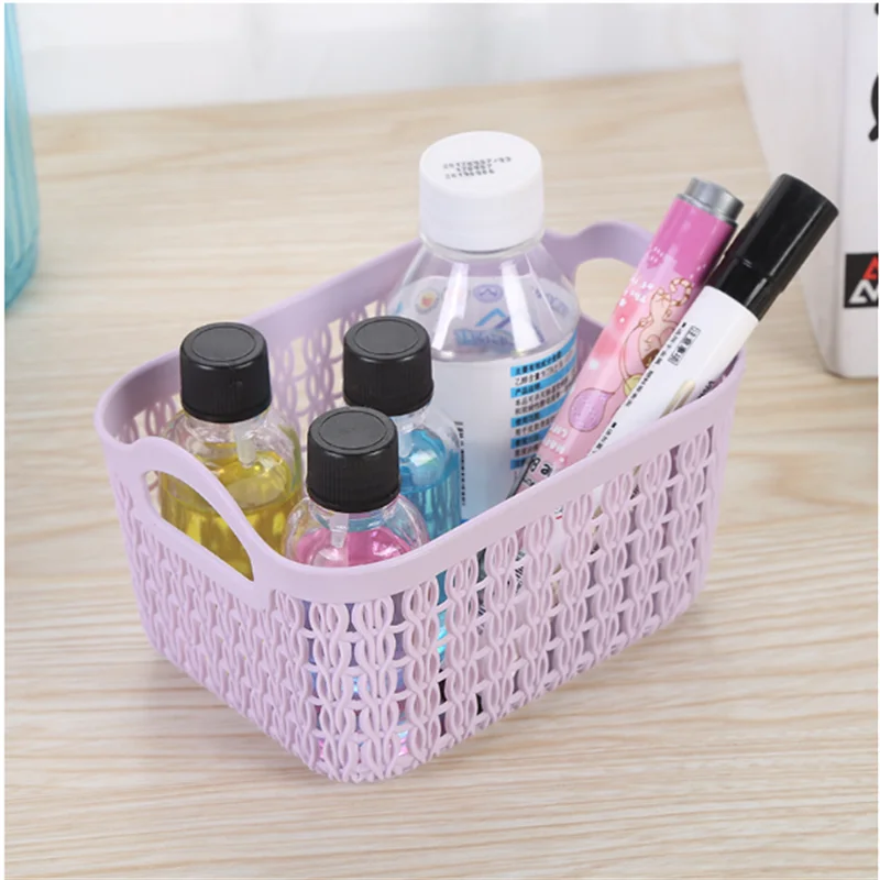 Storage Basket Home Desktop Small Basket Miscellaneous Hollow Imitation Vine Weaving Plastic Stationery Storage Basket