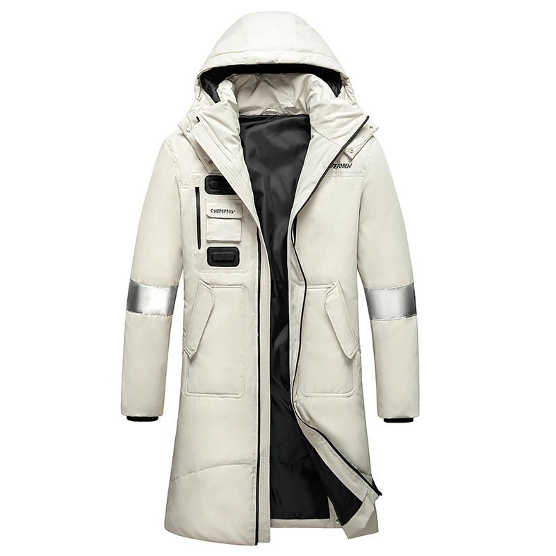 Doudounes longues en duvet de canard blanc pour hommes, coupe-vent à capuche chaud, vêtements d\'hiver, mode, 2022