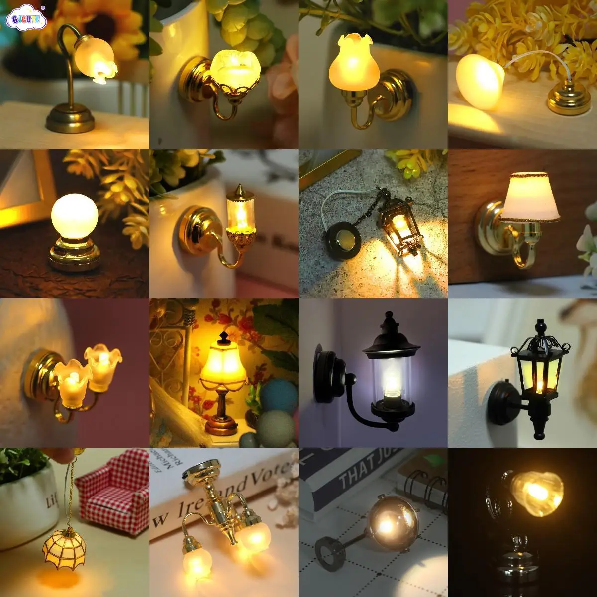 1:12 Scale Dollhouse Miniature Desk Lamp LED Lamp Wall Light Lamp CeilingLamp Doll Decor Toy Doll House Decoration Accessories