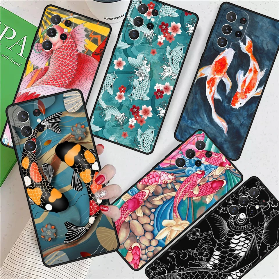 Koi Carp Fish Art For Samsung Galaxy S24 Ultra S21 S22 S8 S9 S10E Note 10 20 Plus FE S23 Phone case Cover Coque