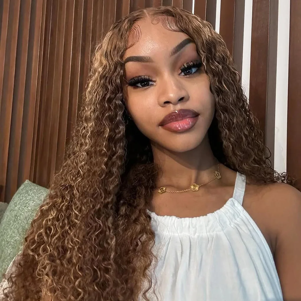 200% الكثافة 13x4 تسليط الضوء على أومبير HD الدانتيل شعر مستعار أمامي شعر الإنسان العسل شقراء موجة عميقة الدانتيل الجبهة الباروكات 4/27 الشعر البشري