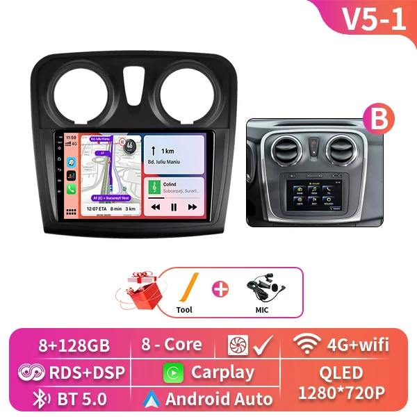 Android 16 Auto Voor Renault Dokker Lodgy Dacia 2012-2020 Radio Multimedia Speler Android Auto Carplay Head Unit navigatie Gps