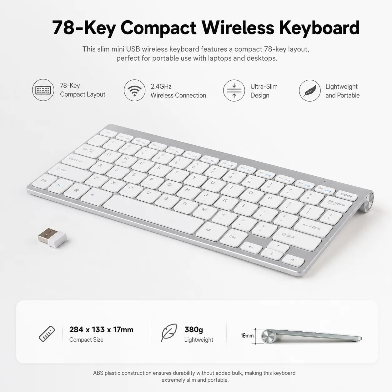 Ultra-Thin Various Language Layouts Choose Keyboard 2.4G Wireless Keyboard Portable Mute for Win XP 7 10 Android TV BOX