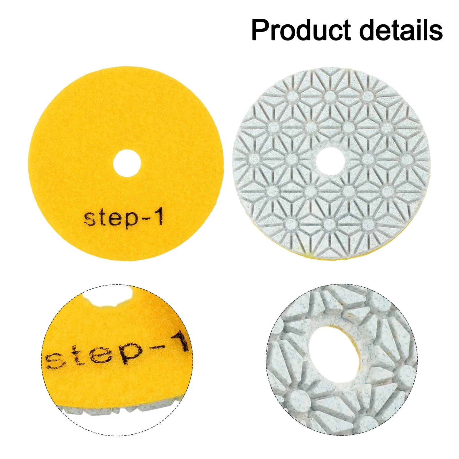 2PCS 4 Inch Drywet 3 Step Polishing Pads With Resin Material For Grinding And Polishing Granite Marble Terrazzo Floors