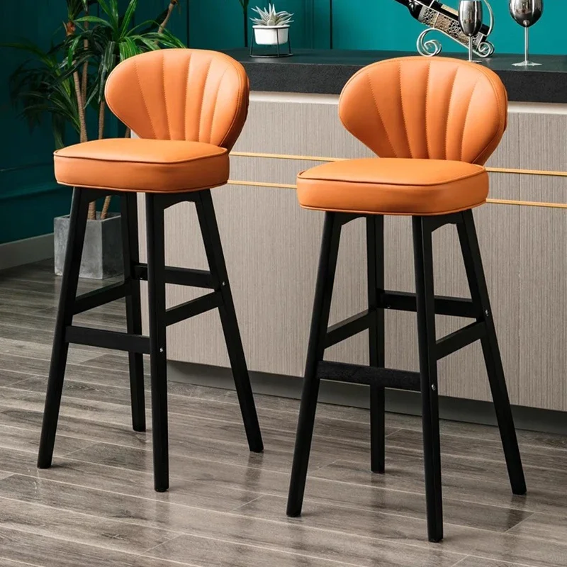 

Solid Wood Bar Stool Modern Minimalist Backrest Stool For Home Kitchen Pub Reception Furniture Use