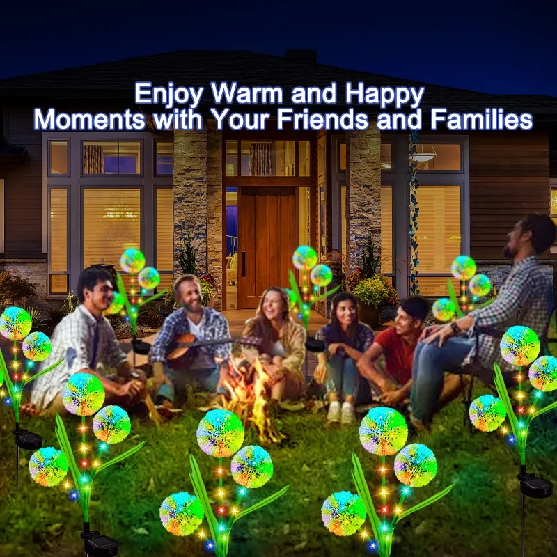 1pc Solar Garden Dandelion Light, Outdoor LED Solar Dandelion Lights, Decoration Light For Lawn, Balcony, Patio & Garden