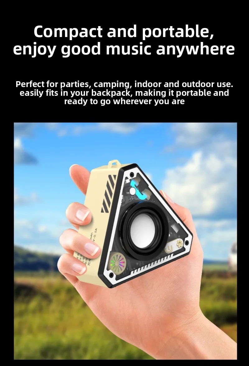 Portable Wireless Bluetooth Subwoofer Mini Home Desktop Triangle Speaker with Stereo Sound