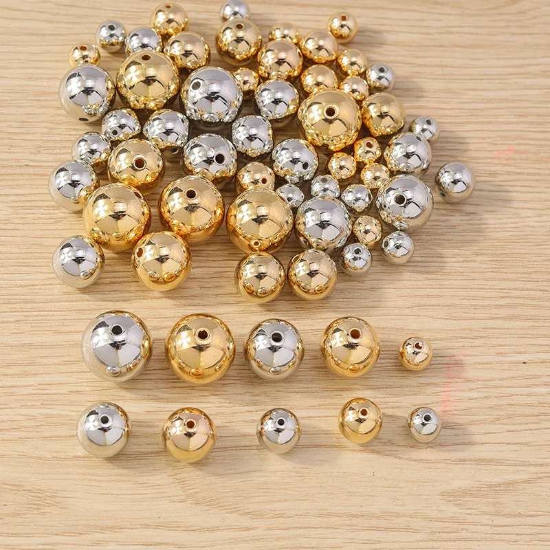 10–50 Stück 8–16 mm große CCB Gold Silber Farbe lose Spacer Charms Perlen für Schmuckherstellung DIY Armbänder Halsketten Bastelbedarf – Detail 5