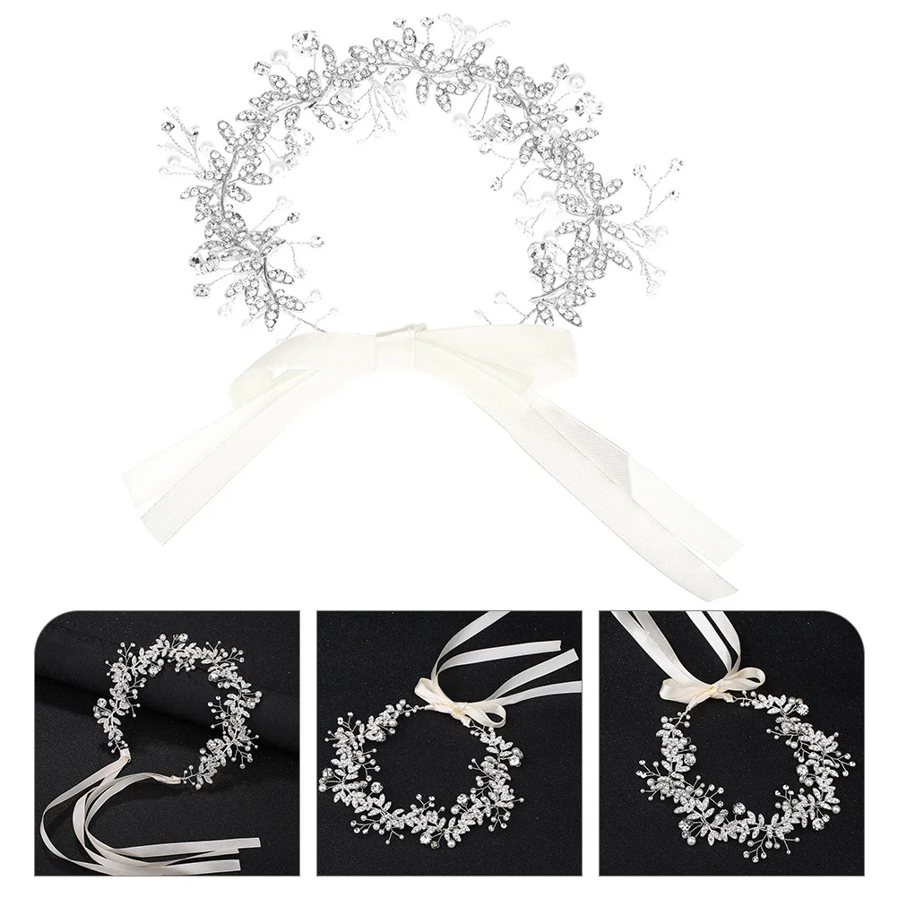

Bridal Headband Pearls Rhinestone Wedding Hair Accessories for Brides Elegant Shiny Decor Classic Look Bridal Headband