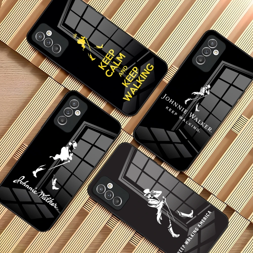 Чехол для телефона J-Johnnie Walker с логотипом для Samsung S20, S30, S21, S32, S23, S24, S9, S10E, Note 20, 10 Pro, Ultra Plus, стеклянный Роскошный чехол