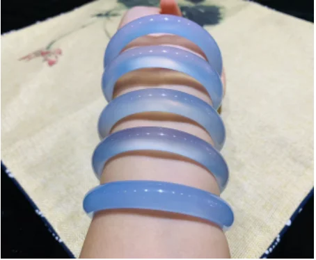 

Certified agate Jade Bangles Women Fine Jewelry Genuine Natural Chalcedony High Ice Grade A Sky Blue Jades Bangle Bracelets