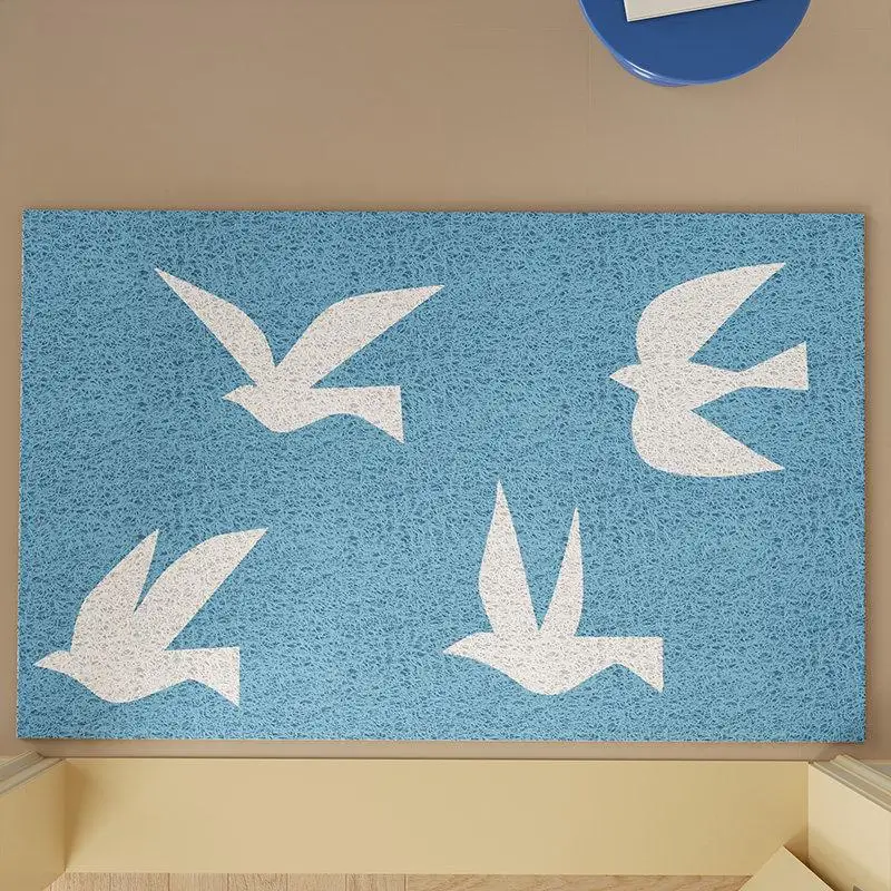Flying Birds Starfish Entrance Door Mat Heavy Duty PVC Wire Loop Front Porch Rug Ocean Style Waterproof Non-Slip Scraping Carpet