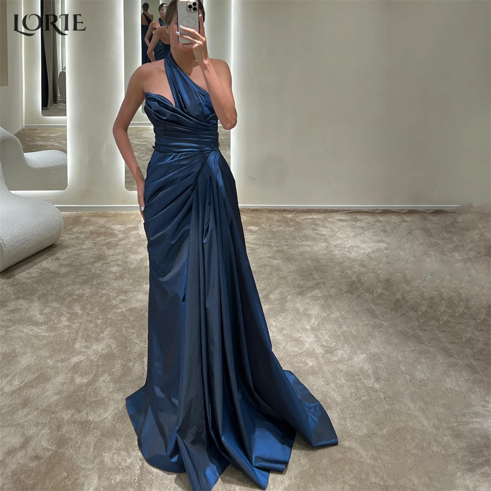 LORIE Solid Bridesmaid Evening Dresses For Wedding Pleated One Shoulder Mermaid Prom Dress Women Backless Occasional Party Gowns