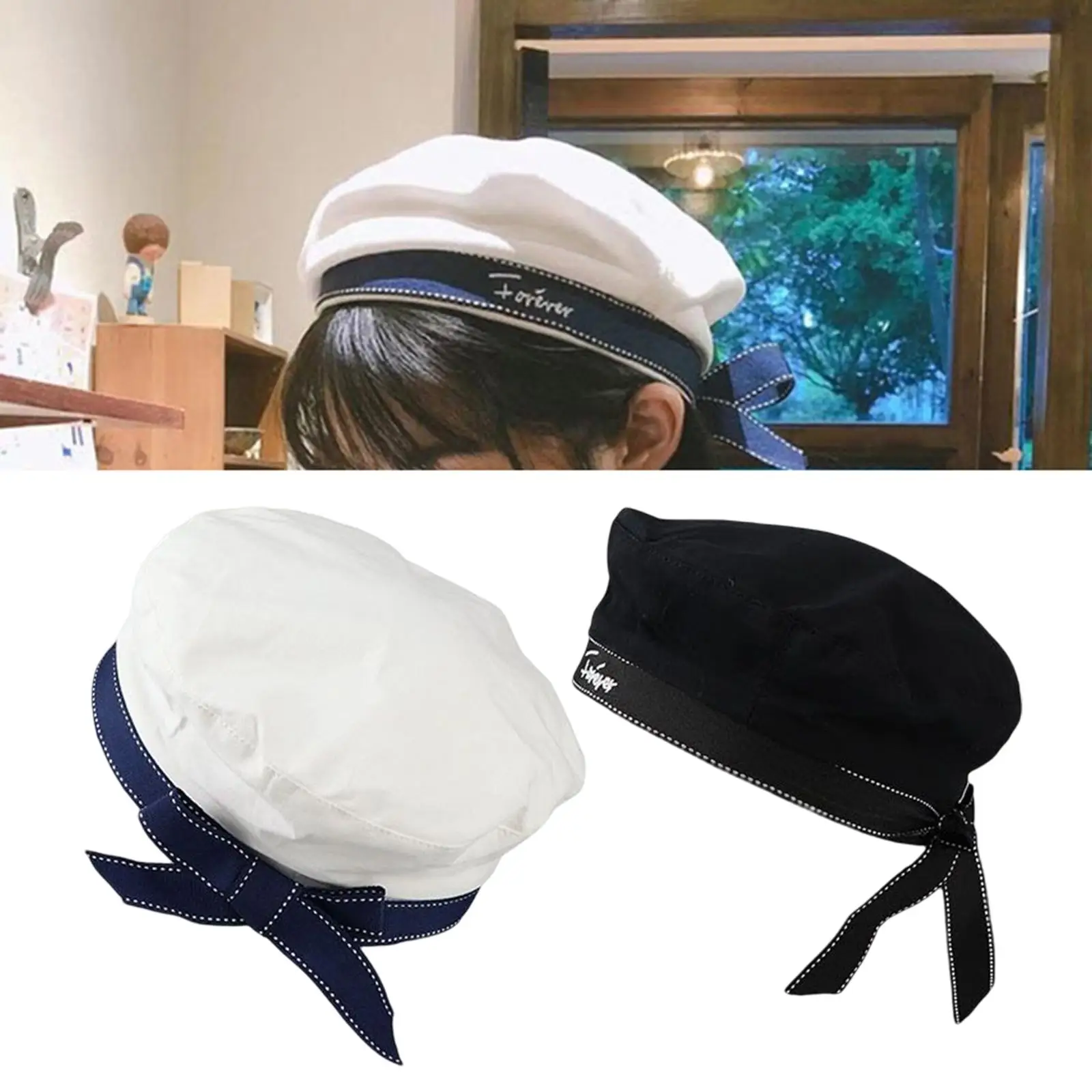 Sombrero de marinero de la marina para mujer, accesorio de uniforme elegante, gorra ajustable, vestido de verano