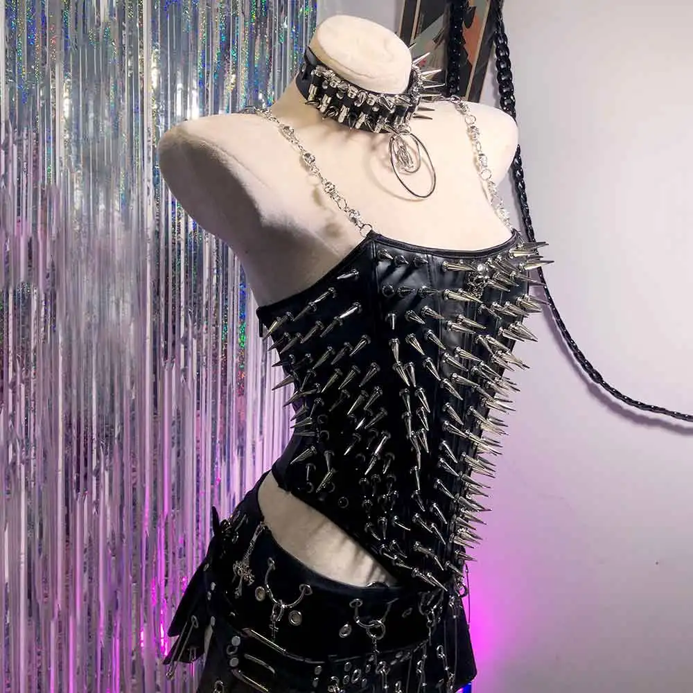 

Emo Gothic Tanks Hand Made Eco Skull Goth Fairy Kawaii Harajuku Grunge E-Girls Studded Rivet Y2K Halter Camisole TOPS Punk Rock