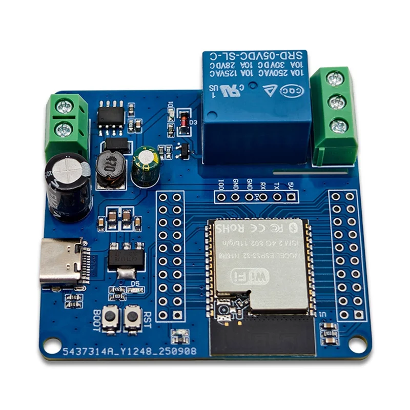 A37T-ESP32-S3 Scheda di sviluppo WIFI Bluetooth Modulo relè a canale singolo Interfaccia di tipo C alimentata DC 5-60V