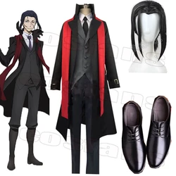 Anime Stray Mori Ogai Cosplay Costume Ogai Mori Cosplay Windbreaker Long Jacket Coat Suit Adult Size Wigs Halloween Christmas